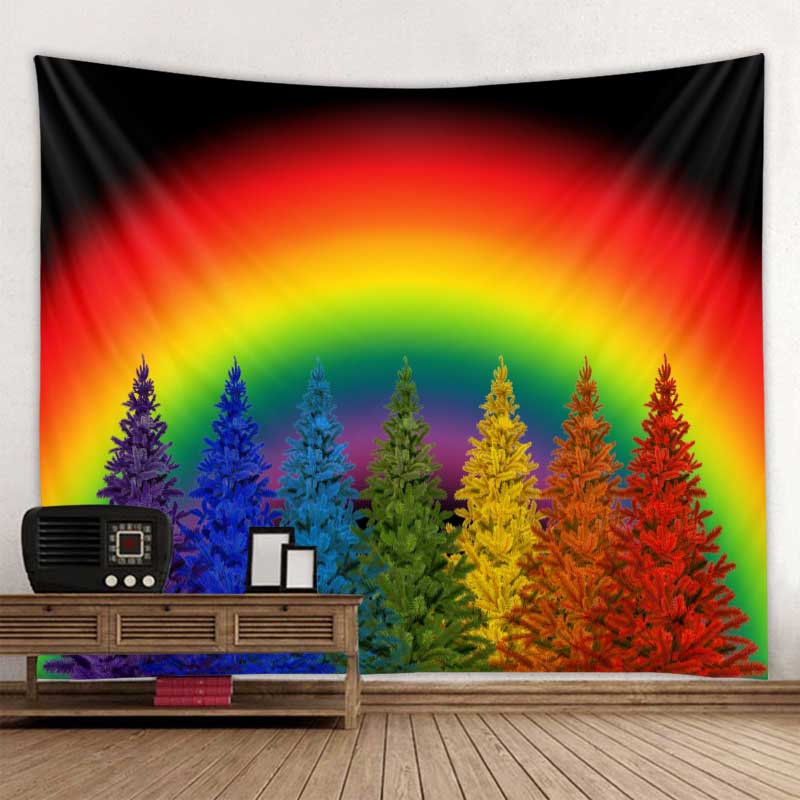 Weihnachtsdekoration, Wandteppich, Weihnachtsmann, Schneeszene, Wandbehang, Hippie-Fantasieszene, Hintergrund, Stoff, Böhmen, Heimdekoration