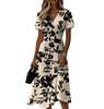 Ladies' Floral Casual Fashionable Short Sleeved V-neck Dress