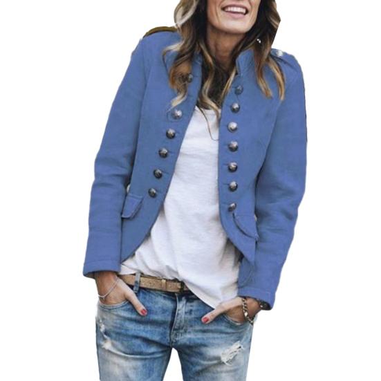 

Fashion Solid Color Double Breasted Women Blazer Long Sleeve Suit Jacket Coat XXXL