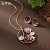 New Enamel Color Hollow Geometric Rose Stud Earrings Pendant Set Women's Fashion Rose Necklace