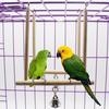 Bird Perch Parrot Play Toys Stand Holder Natural Wooden Swing Bell Cage Hanging