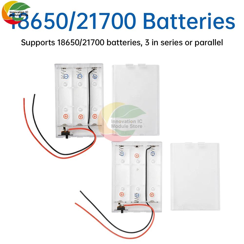 3 Battery Boxes In Parallel Series 21700 18650 Battery Box Transparent Frosted No Welding With Lid And Wire Headlight Power Box