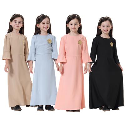 Sweat Muslim Girls Dress Children Kids Islamic Clothing Dubai Long Sleeve Dresses