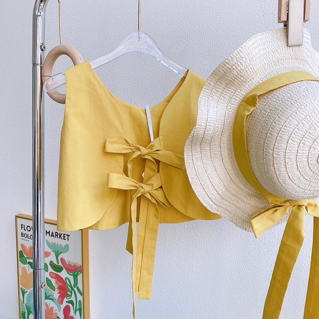 Korean Style Polka Dot Baby Girl Vest & Lantern Pants Set with Hat