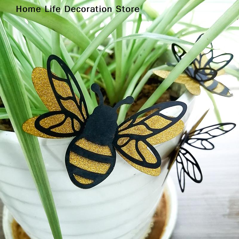 12pcs 3D Double Layer Bees Wall Stickers Living Room Wedding Party Decoration Kids Room Household Decor DIY Wall Art Stickers