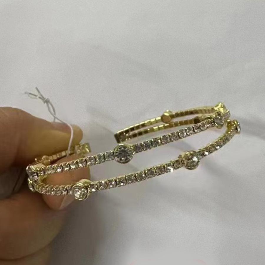 Cross-Border Fashion Rhinestone Double-Layer Full Inlaid Claw Chain Open Personalized Bracelet Ornament