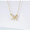 Korean Necklace for Women Japanese and Korean Version Simple and Fashionable Diamond Inlaid Bow Pendant Chain Temperament Collarbone Chain