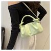 Chic Minimalist Pleated Faux Leather Shoulder Bag, Women's Small Crossbody Handbag with Magnetic Snap Closure, Trendy Daily Commute Tote