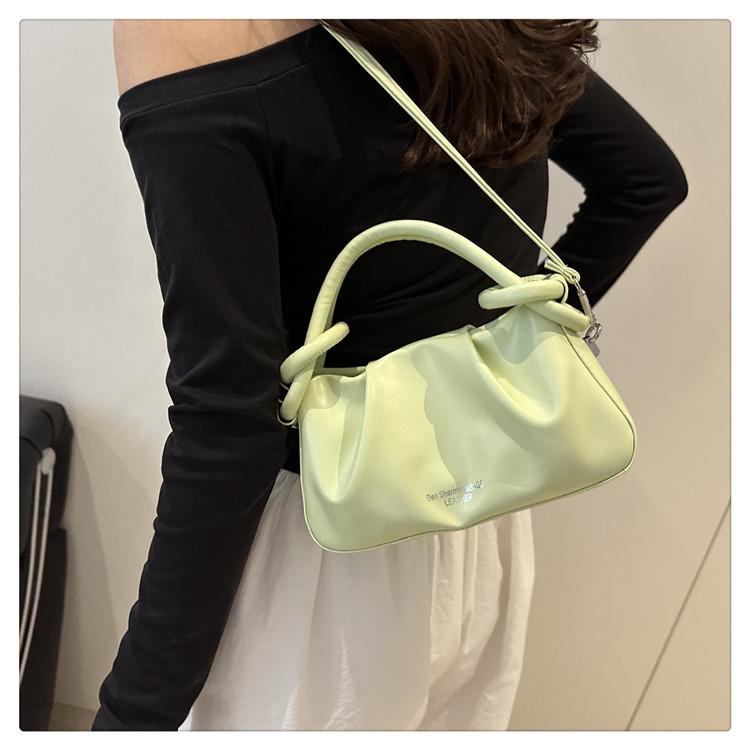 Chic Minimalist Pleated Faux Leather Shoulder Bag, Women's Small Crossbody Handbag with Magnetic Snap Closure, Trendy Daily Commute Tote