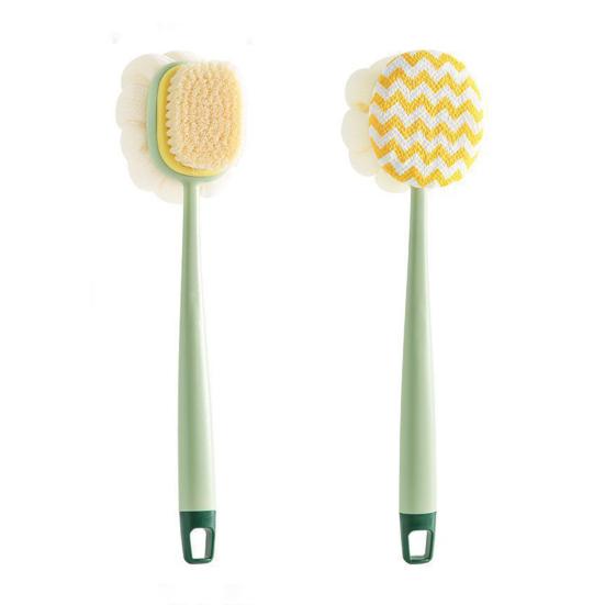 Bath Brush Ergonomic Design Long-Handled Back Scrubber Double Head Gentle Exfoliation Shower Body Scrubber