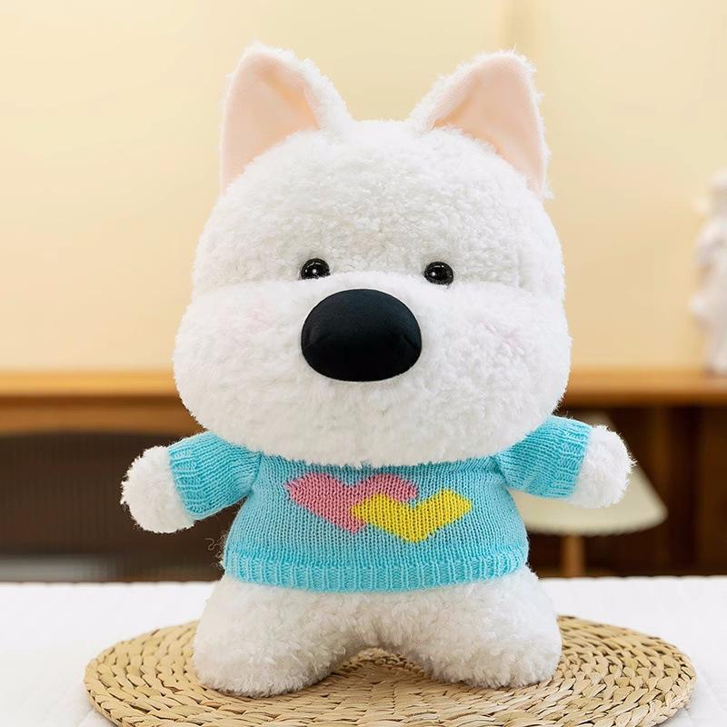 Cute Sitting West Highland Puppy Plush Toy 8 Inch Grab Doll Sweater West Highland Doll Throwing Gifts
