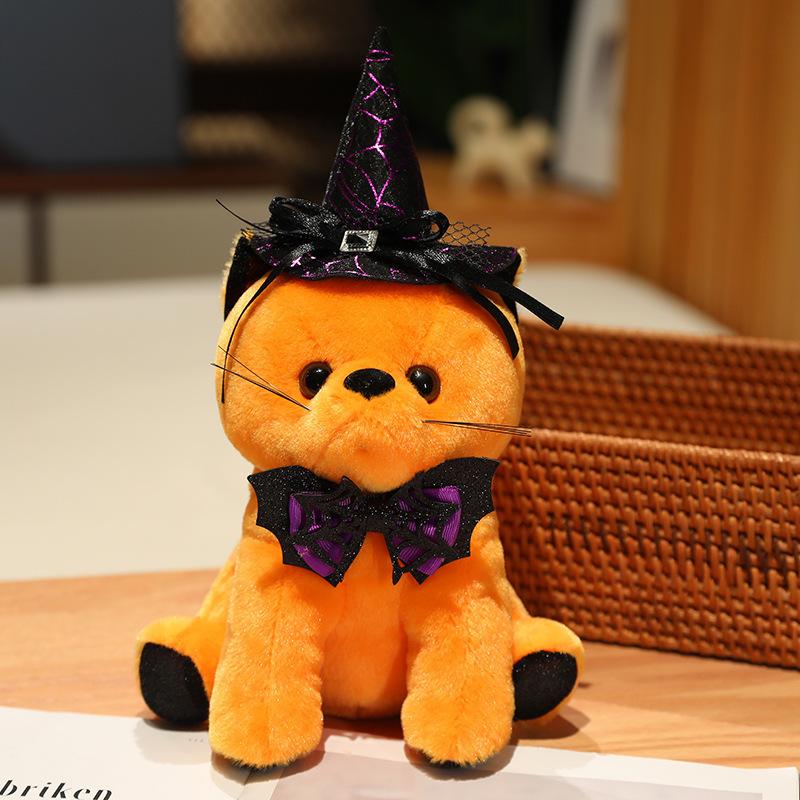 Halloween Magical Black Cat Plush Toy Party Decor Childrens Soft Doll Gift Cat