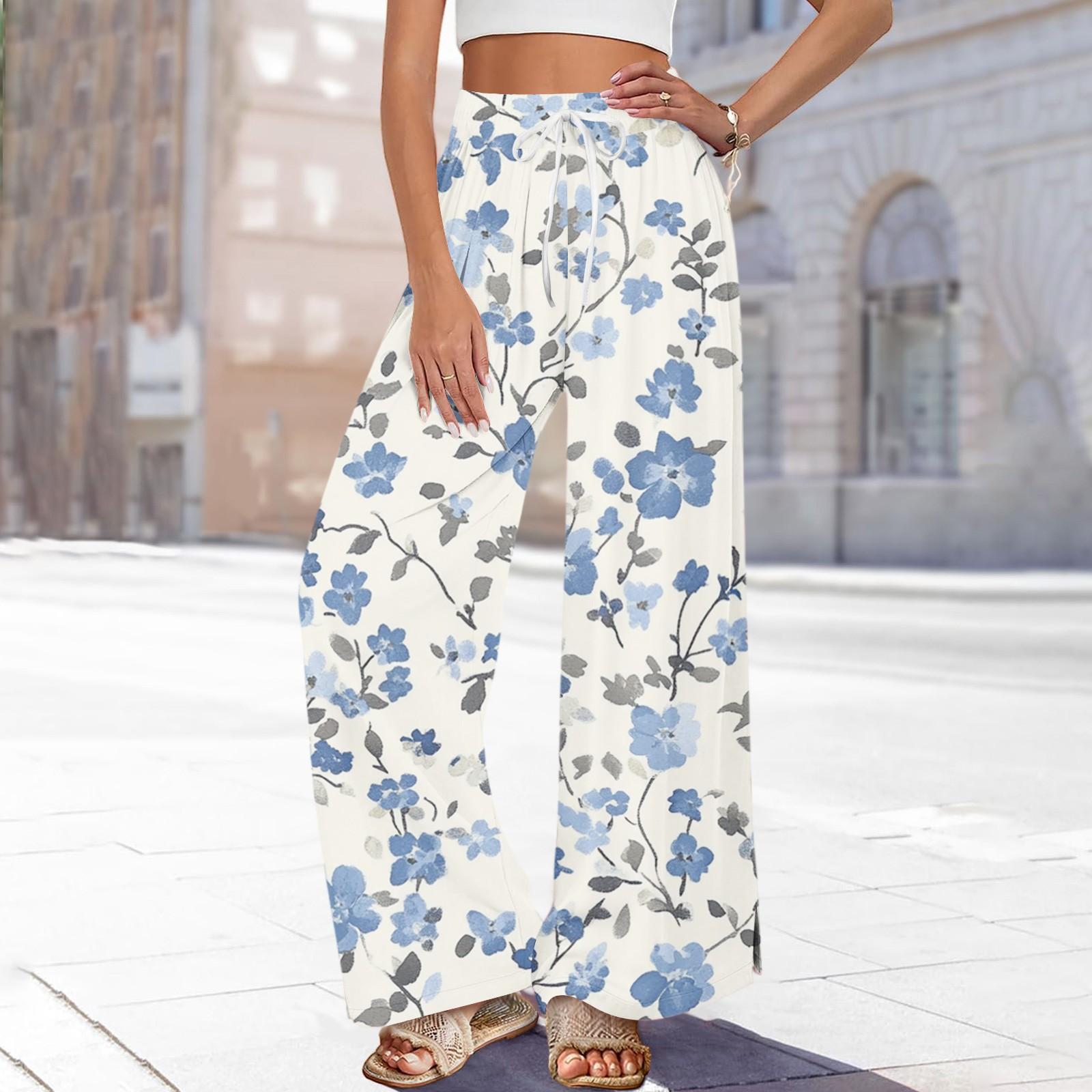 

Женские брюки с принтом и широкими штанинами, с карманами, с высокой талией, на кулиске, свободные, повседневные XL