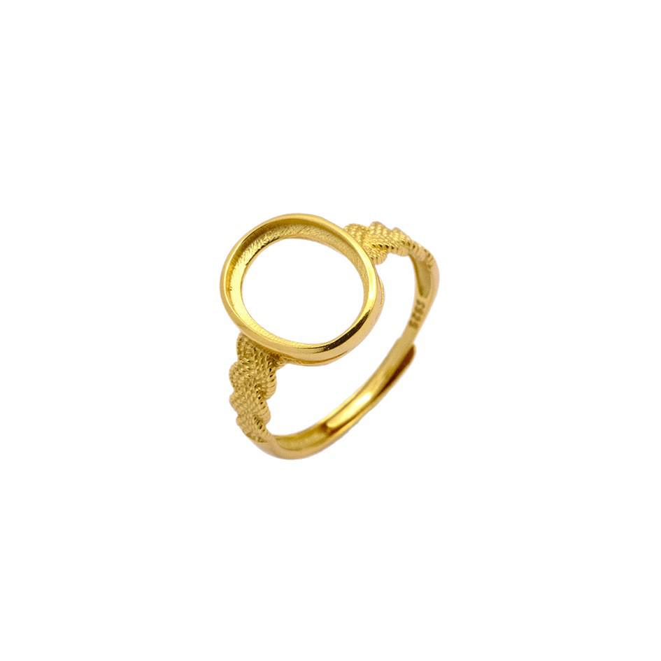 Gold-Plated S925 Silver Open Oval Ring with Bar Design