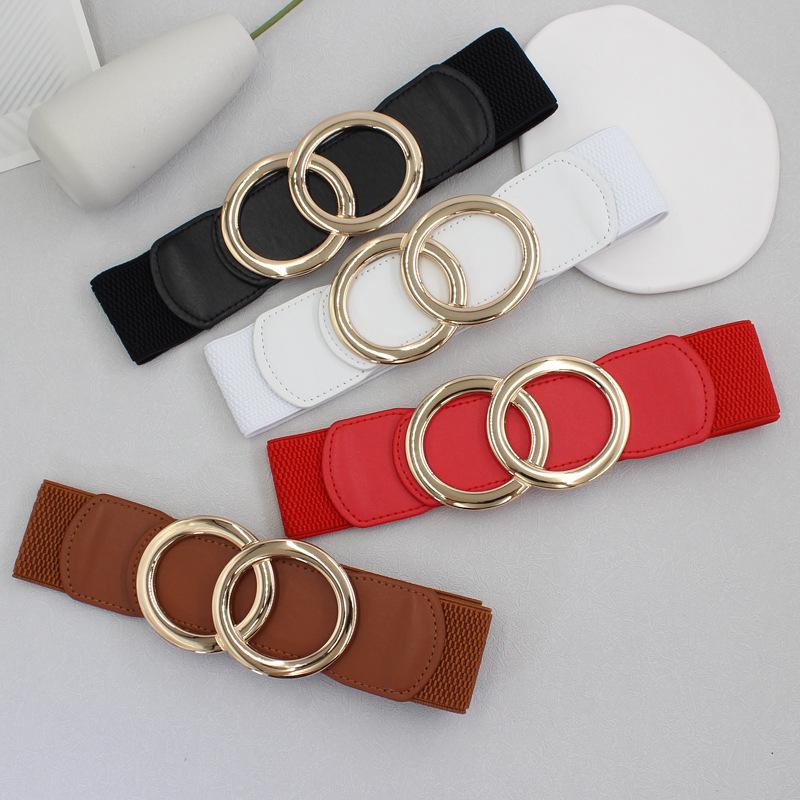 Elastic Belt Women'S Ring Smooth Buckle Decorative Dress Adjustable Elastic Waist Seal 5Cm Three Sizes