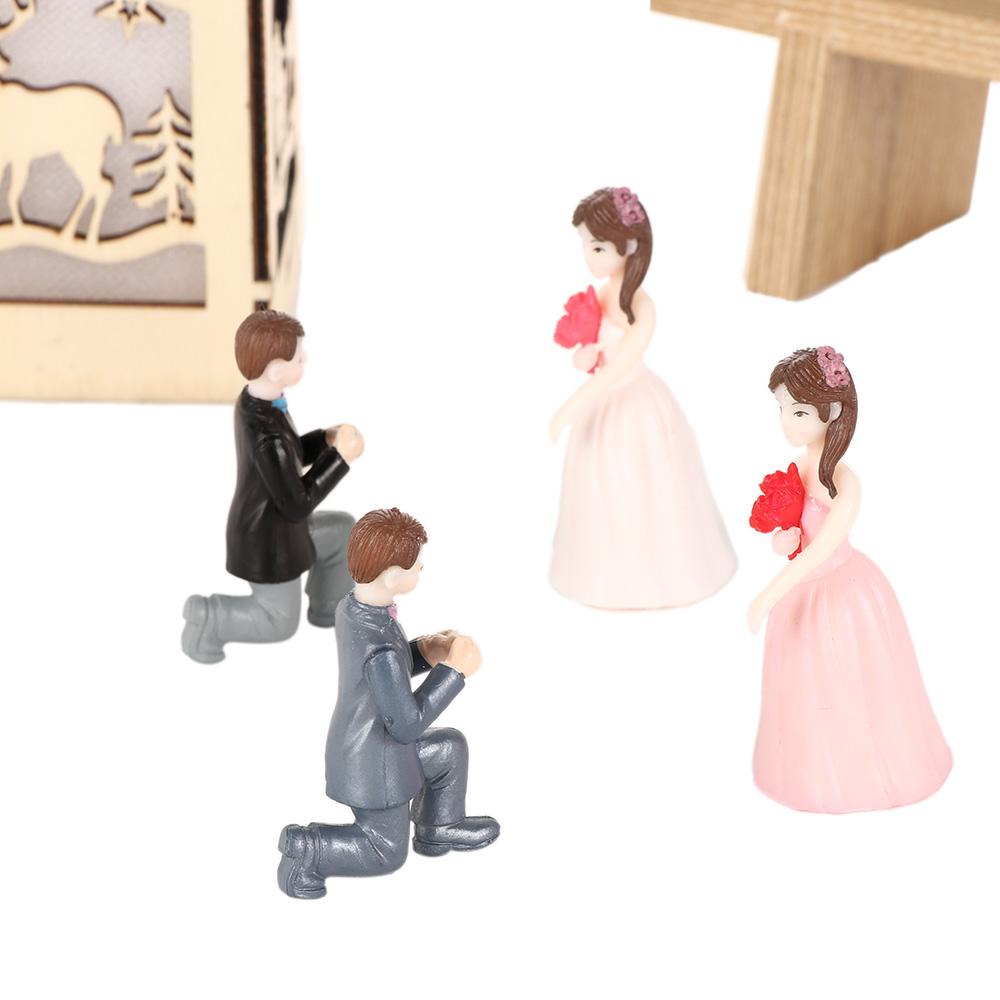 Bonsai Micro Landscape Proposing Couple Figurines Marriage Lover Miniatures Ornaments Wedding Doll