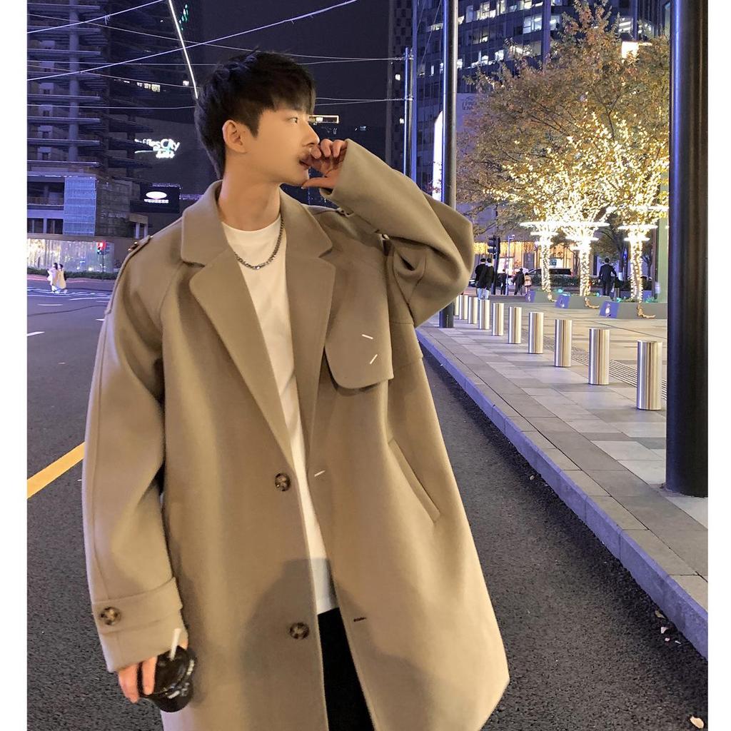 Unisex Over-the-Knee Wool Trench Coat - Mid-Length, Stylish High-End Winter Outerwear