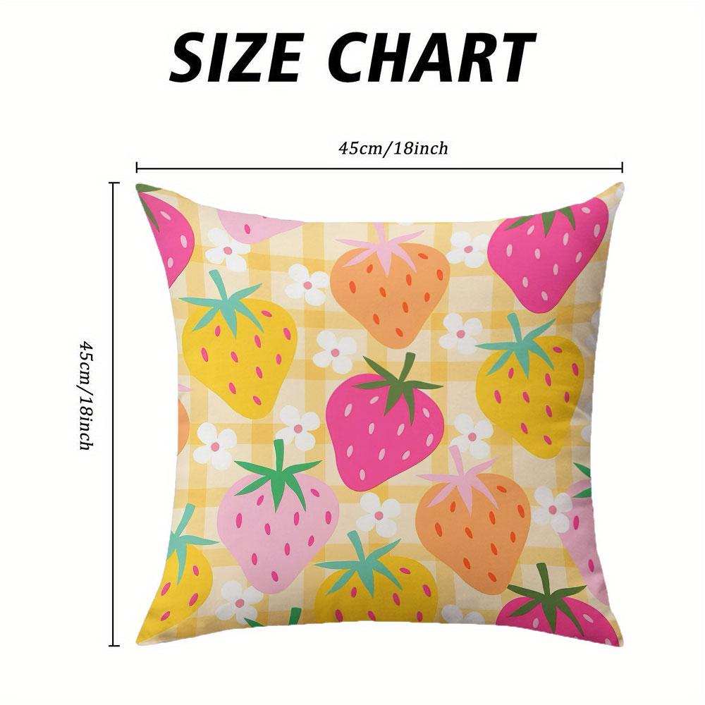 Strawberry Gingham square Jacquard Pillow Cover for Sofa Office Waist Cushion Cover Home Decorative Pillowcase