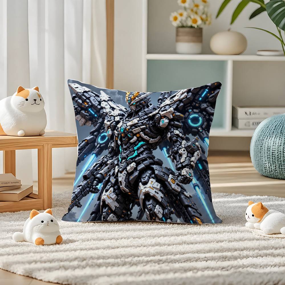 Mobile Suit Gundam Strike Gundam Anime Plush Pillow Cover Soft Short Plush Cushion Cover For Sofa Bedroom Home Decor Gift