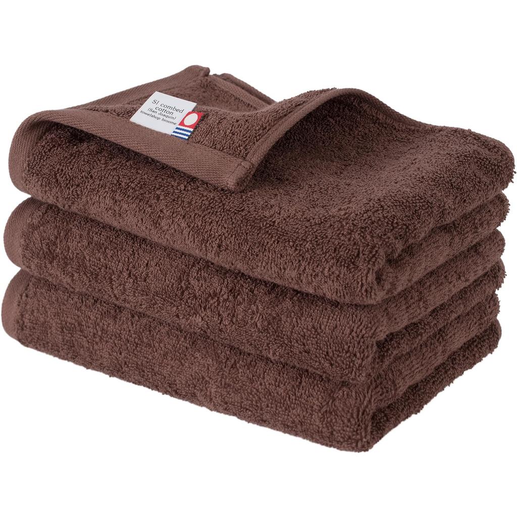 Bloom Imabari Towel Leon Face Towel Set of 3 San Joaquin Cotton (Brown)