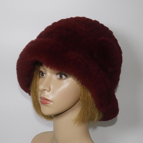 Winter Women Outdoor Knitted Real Rex Rabbit Fur Hat Natural Warm Fur Bucket Hats Girls Fashion Fluffy Real Rex Rabbit Fur Caps