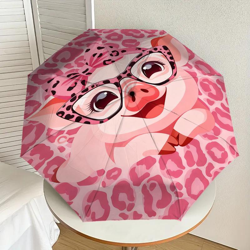 1pc Pink Pig Pattern Pattern Umbrella Design Automatic Opening and Closing Umbrella, High-quality Travel Umbrella,  C1128172