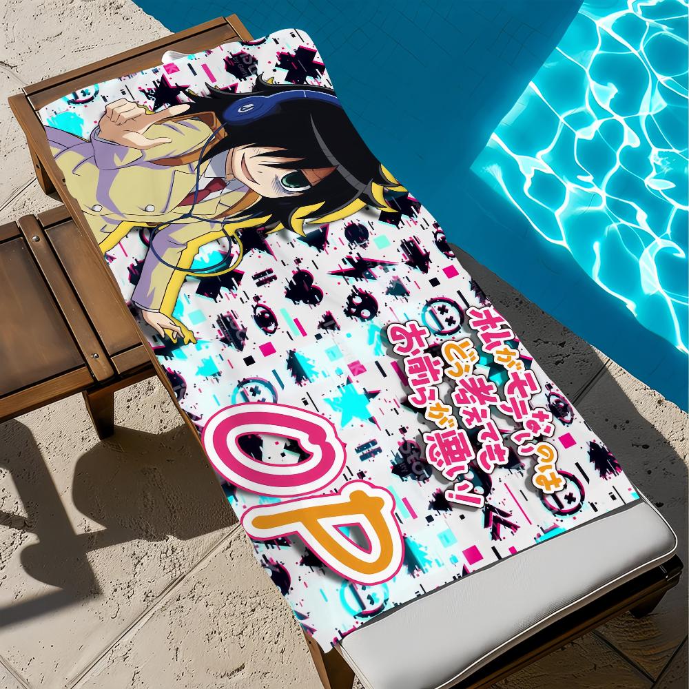 W-Watamote-e anime Towel Large Quick-Drying Microfiber soft Beach Towel for Travel Fitness Sauna Bathing Camping