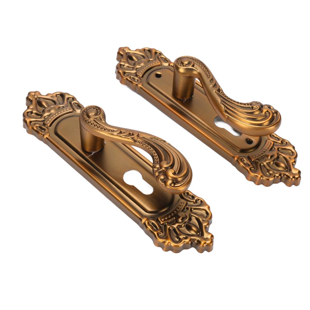 European Style Door Handle Lock Set Aluminum Silent Retro Interior Entry Door Lever Lock with 3 Keys for Home Bedroom