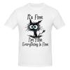 It S Fine I M Fine Everything Is Fine Funny Cat Trendy Tshirtlazy Style Reinforced Collar Tees