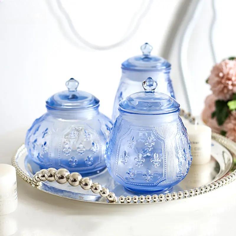 Relief Pattern Glass Storage Jar Tea Coffee Tins Bottle Home Kitchen Retro Snack Candy Jar Storage Container Kitchen Accessories
