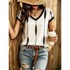 Womens V-Neck Short Sleeve Loose T-Shirt With Colorful Polka Dot Print Casual Oversized Top Daily Wear