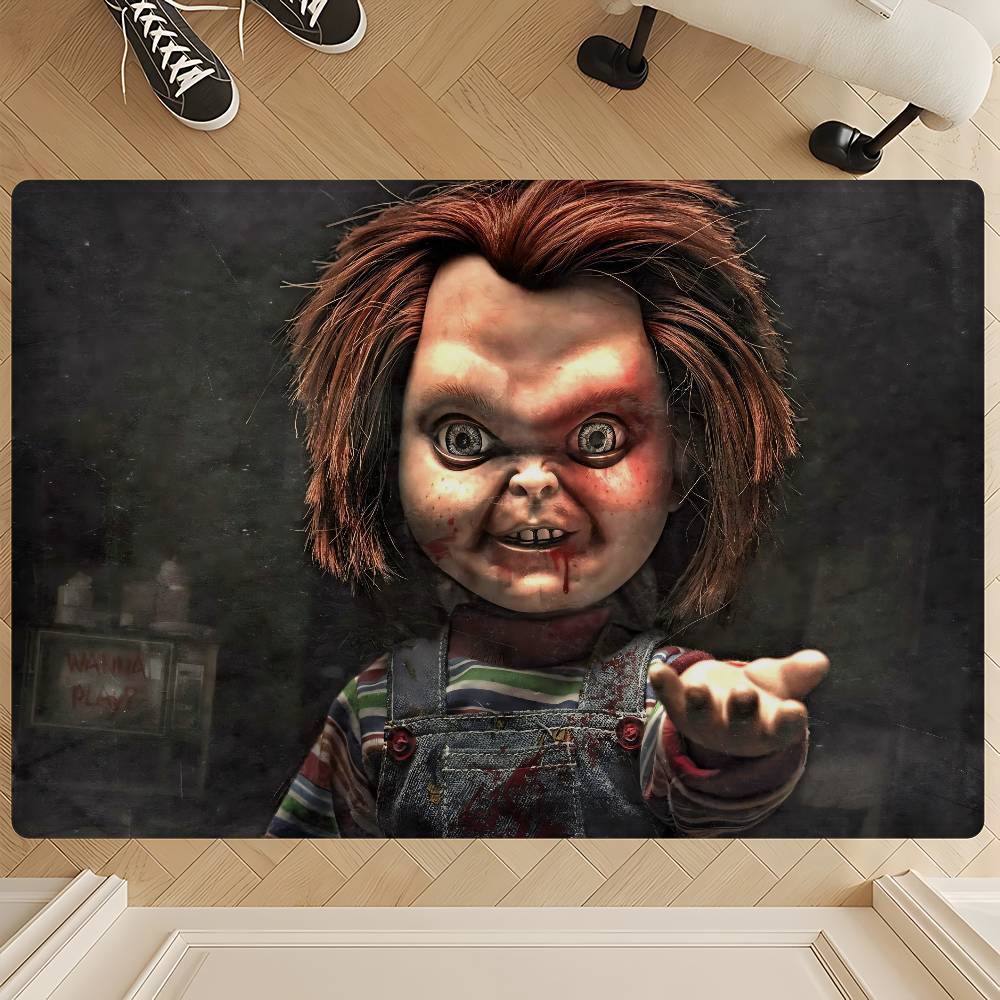 

Horror Doll Chucky Entrance Door Mat Rectangle Anti-slip Home Soft Badmat Front Door Indoor Outdoor Mat Household Carpets 40cm x 60cm