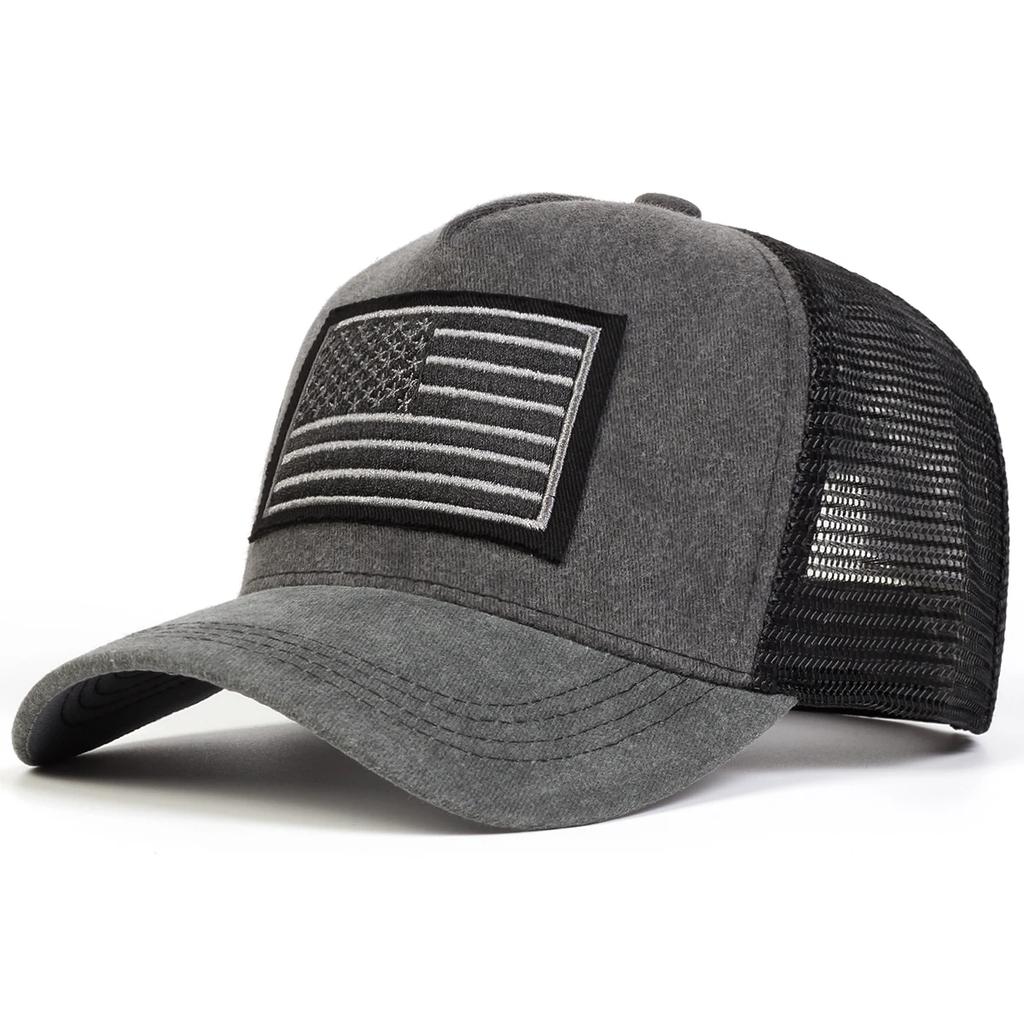 Women American Flag Embroidery Washed Baseball Net Caps Spring And Summer Outdoor Use Adjustable Casual Hats Sunscreen Hat For Men And