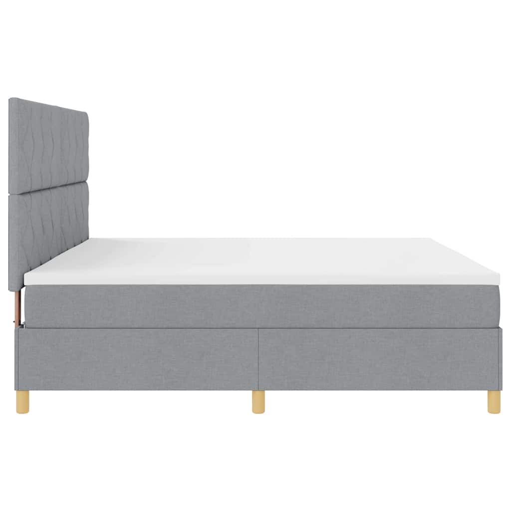 LED Box Spring Bed with Mattress Light Grey 200 x 200 cm Fabric