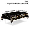 Black Birthday Plastic Tablecloth 18 30 40 50 60 Year Birthday Party Decor Kids Women Birthday Party Supplies Favors Anniversary