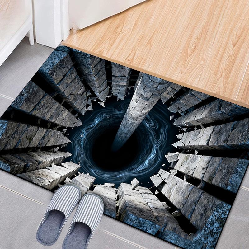 3D stereoskopická podlahová rohož, koberec do předsíně, odolná proti nečistotám a snadno udržovatelná podlahová rohož z křišťálového sametu