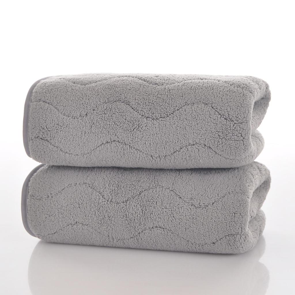 Coral Fleece Wavy Pattern Towel - Soft, Antibacterial Microfiber for Face & Hair Drying