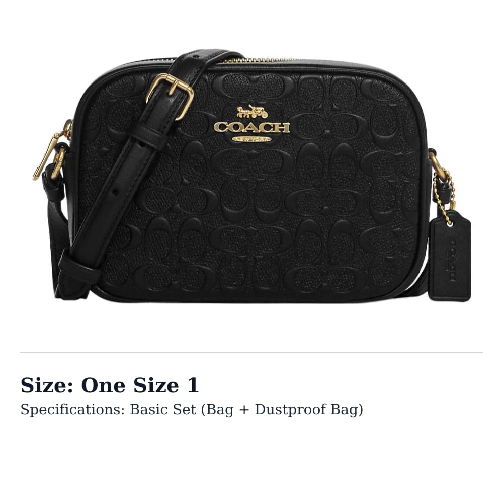 Coach Jamie Smooth Calfskin Camera Bag, Shoulder Bag, Crossbody Bag Mini Women's Black CC943-IMBLK