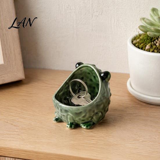 Decorative Resin Statue Cute Big Mouth Frog Ceramic Candy Dish & Key Bowl for Entryway Table, Frogs Bedside Table Organizer Bowl, Figurine Jewelry