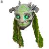 Halloween Forest Spirit Elf Masque LED horror fejdísz Reális zöld manó öreg fejfedő Cosplay jelmezek bulira