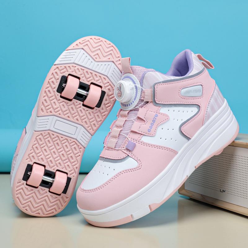Vierrädrige Rollschuhe für Kinder - Sportliche Laufschuhe mit Rollen für Mädchen und Jungen