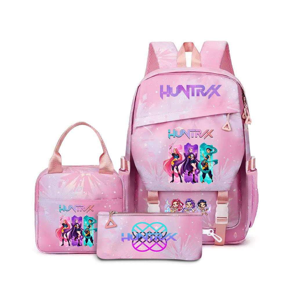 K-Pop Demon Hunter Girl Group Backpack Demon Boy Group Cartoon Anime Lunch Bag Pencil Case Three-Piece Set
