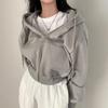 Women Hoodies 2026 Autumn Retro Solid Color Zip Up Oversized Sweatshirts Harajuku Korean Version Long Sleeve Hooded Jackets Coat