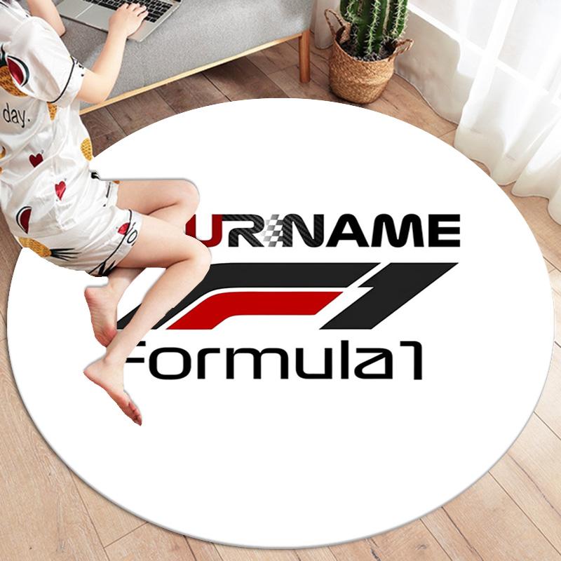 F1 Gear Custom Name Round Area Rug Carpet Rug For Living Room Bedroom Sofa Playroom Decor Nonslip Floor Mat