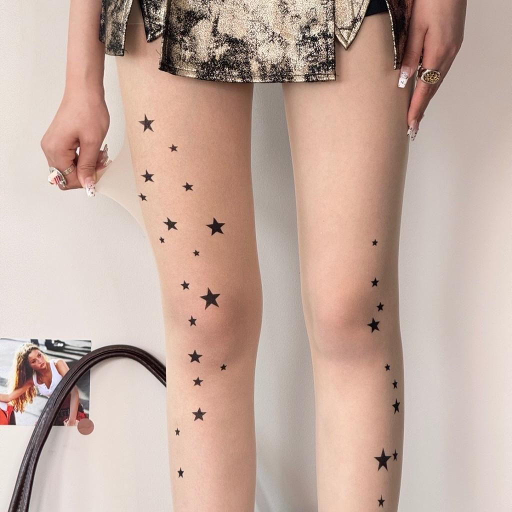 Nylon Star Pattern Tights With Invisible Design For Teen Girls