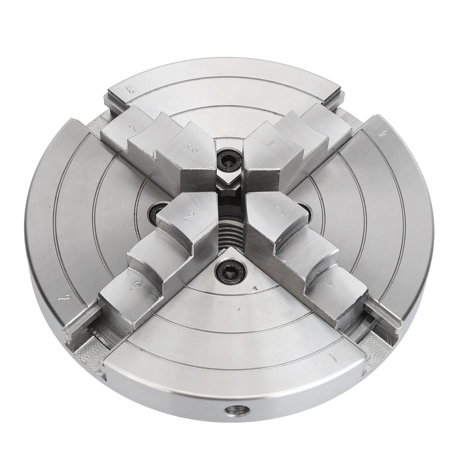 6 Inch 4 Klauw Onafhankelijke Gelegeerd Staal Zelfcentrerende Draaibankklauwplaat 1INx8TPI met Klembereik Intern 0.2-3.9 Inch Extern 3.8-5.