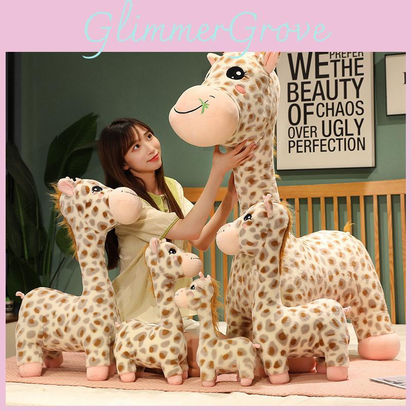 Plush Giraffe Toy Cartoon Stuffed Animal Doll Cute Deer Decoration Gift Kids