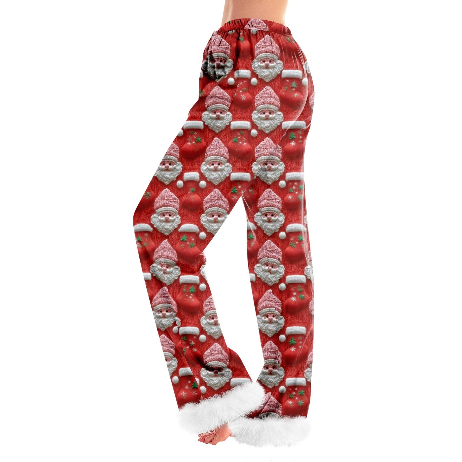 

Women s Fashionable Casual Pants, Christmas Print Pants XL красный