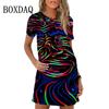 Fashion Owl Print Women Dress Summer Loose Mini Dress 3D Pattern Short Sleeve O-Neck Casual Female Dress