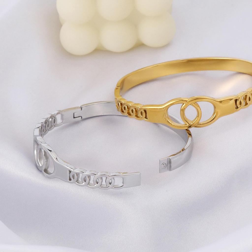 Cross Europe Minimalist Hollow Letter Stainless Steel Bracelet - INS Style